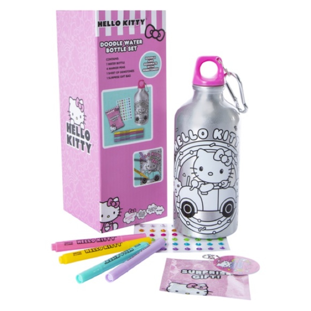 💖NIB💖 Hello Kitty Doodle Water Bottle Set